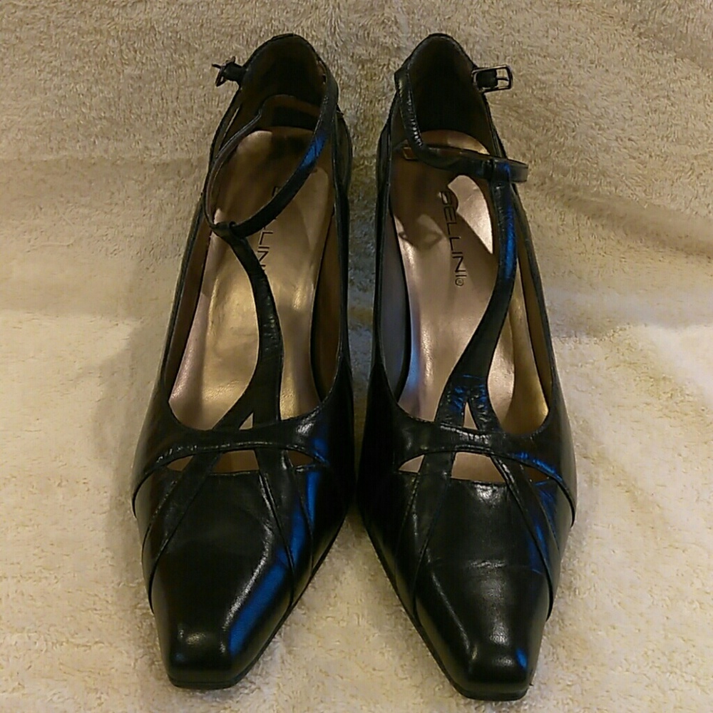 Black leather heels